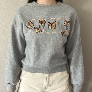 Like New Condition Shein Women's XS Golden Butterfly Grey Sweatshirt
